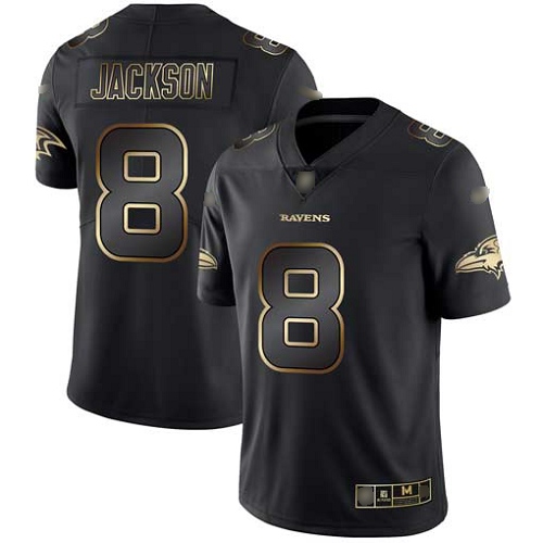 Baltimore Ravens Limited Black Gold Men Lamar Jackson Jersey NFL Football #8 Vapor Untouchable->baltimore ravens->NFL Jersey